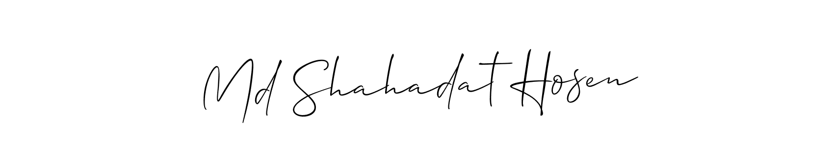 It looks lik you need a new signature style for name Md Shahadat Hosen. Design unique handwritten (Allison_Script) signature with our free signature maker in just a few clicks. Md Shahadat Hosen signature style 2 images and pictures png