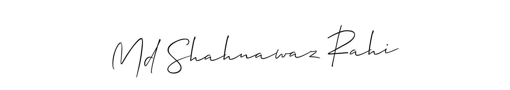 The best way (Allison_Script) to make a short signature is to pick only two or three words in your name. The name Md Shahnawaz Rahi include a total of six letters. For converting this name. Md Shahnawaz Rahi signature style 2 images and pictures png