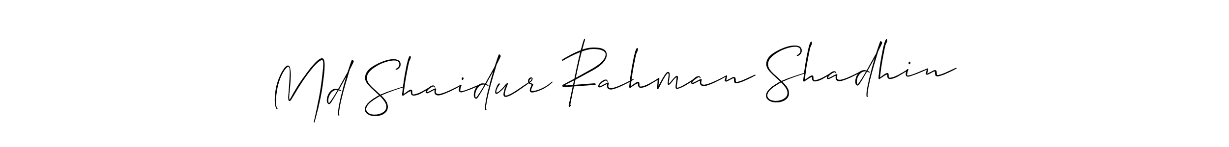 The best way (Allison_Script) to make a short signature is to pick only two or three words in your name. The name Md Shaidur Rahman Shadhin include a total of six letters. For converting this name. Md Shaidur Rahman Shadhin signature style 2 images and pictures png