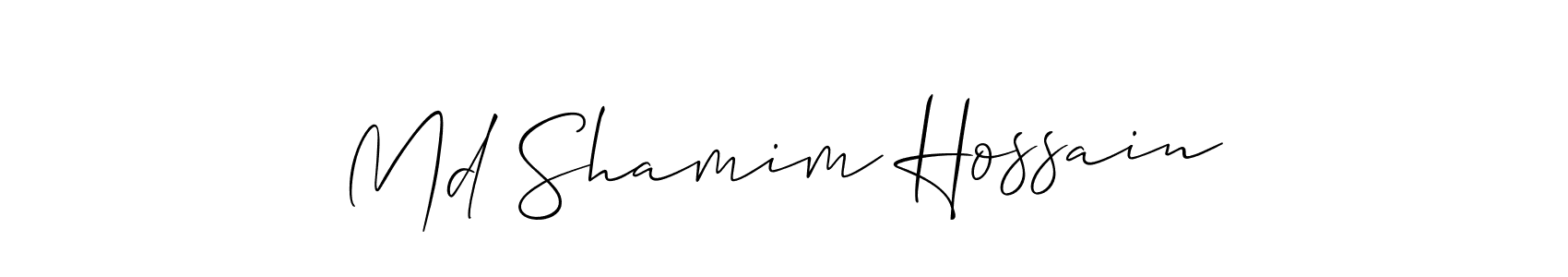 You should practise on your own different ways (Allison_Script) to write your name (Md Shamim Hossain) in signature. don't let someone else do it for you. Md Shamim Hossain signature style 2 images and pictures png