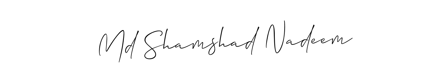 Also You can easily find your signature by using the search form. We will create Md Shamshad Nadeem name handwritten signature images for you free of cost using Allison_Script sign style. Md Shamshad Nadeem signature style 2 images and pictures png