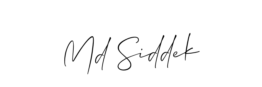 Create a beautiful signature design for name Md Siddek. With this signature (Allison_Script) fonts, you can make a handwritten signature for free. Md Siddek signature style 2 images and pictures png