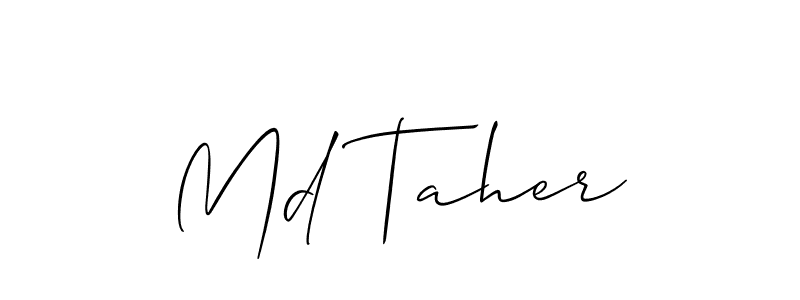 Design your own signature with our free online signature maker. With this signature software, you can create a handwritten (Allison_Script) signature for name Md Taher. Md Taher signature style 2 images and pictures png