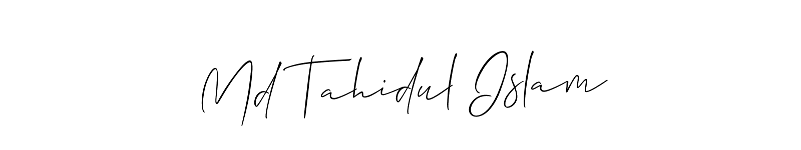 Make a short Md Tahidul Islam signature style. Manage your documents anywhere anytime using Allison_Script. Create and add eSignatures, submit forms, share and send files easily. Md Tahidul Islam signature style 2 images and pictures png