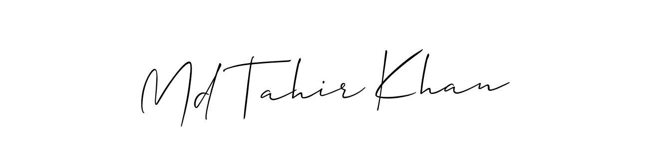 It looks lik you need a new signature style for name Md Tahir Khan. Design unique handwritten (Allison_Script) signature with our free signature maker in just a few clicks. Md Tahir Khan signature style 2 images and pictures png