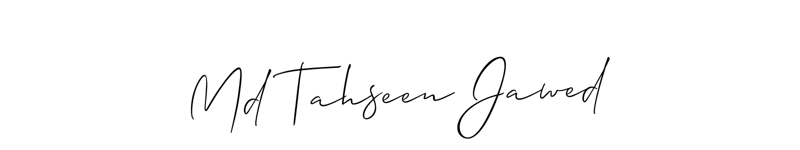 How to make Md Tahseen Jawed name signature. Use Allison_Script style for creating short signs online. This is the latest handwritten sign. Md Tahseen Jawed signature style 2 images and pictures png