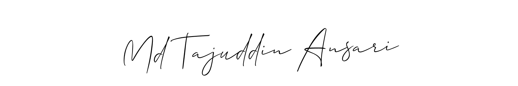 The best way (Allison_Script) to make a short signature is to pick only two or three words in your name. The name Md Tajuddin Ansari include a total of six letters. For converting this name. Md Tajuddin Ansari signature style 2 images and pictures png