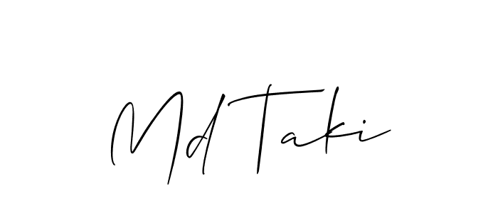 Make a beautiful signature design for name Md Taki. With this signature (Allison_Script) style, you can create a handwritten signature for free. Md Taki signature style 2 images and pictures png