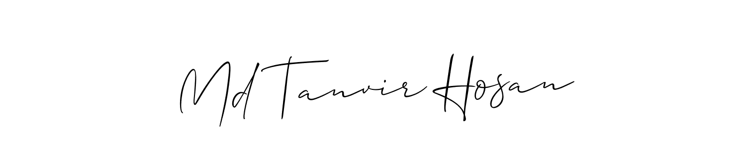 The best way (Allison_Script) to make a short signature is to pick only two or three words in your name. The name Md Tanvir Hosan include a total of six letters. For converting this name. Md Tanvir Hosan signature style 2 images and pictures png