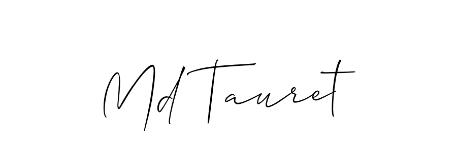 It looks lik you need a new signature style for name Md Tauret. Design unique handwritten (Allison_Script) signature with our free signature maker in just a few clicks. Md Tauret signature style 2 images and pictures png