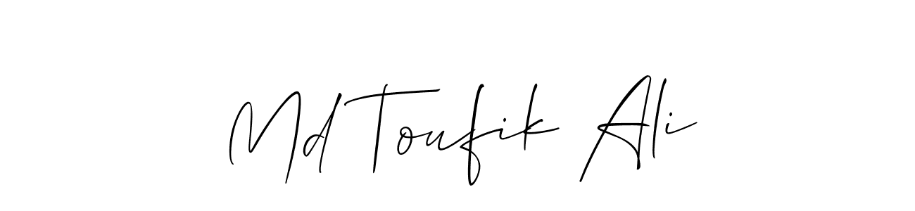 Use a signature maker to create a handwritten signature online. With this signature software, you can design (Allison_Script) your own signature for name Md Toufik Ali. Md Toufik Ali signature style 2 images and pictures png