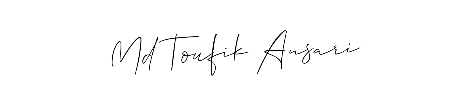 if you are searching for the best signature style for your name Md Toufik Ansari. so please give up your signature search. here we have designed multiple signature styles  using Allison_Script. Md Toufik Ansari signature style 2 images and pictures png