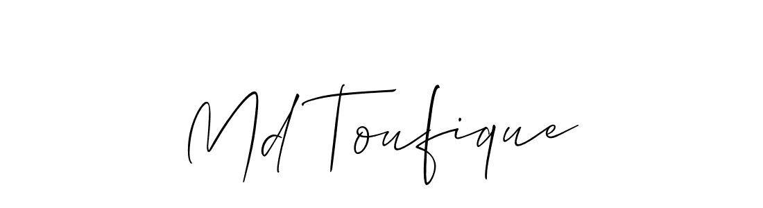 It looks lik you need a new signature style for name Md Toufique. Design unique handwritten (Allison_Script) signature with our free signature maker in just a few clicks. Md Toufique signature style 2 images and pictures png