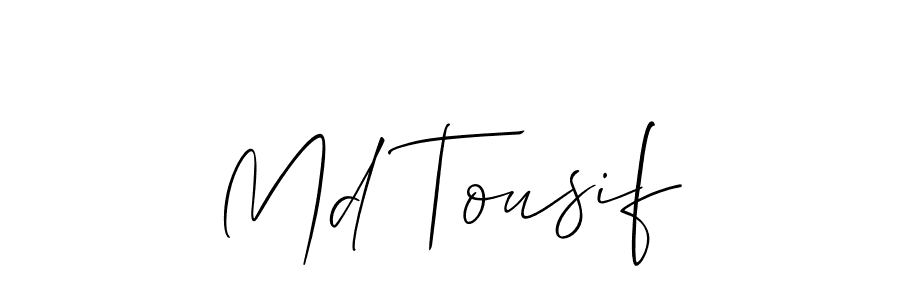 Use a signature maker to create a handwritten signature online. With this signature software, you can design (Allison_Script) your own signature for name Md Tousif. Md Tousif signature style 2 images and pictures png