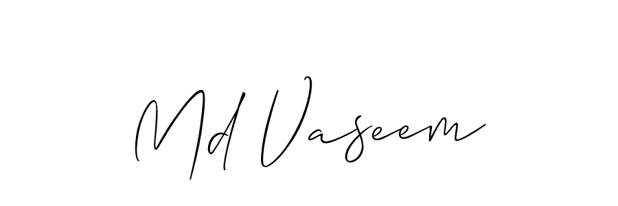 It looks lik you need a new signature style for name Md Vaseem. Design unique handwritten (Allison_Script) signature with our free signature maker in just a few clicks. Md Vaseem signature style 2 images and pictures png