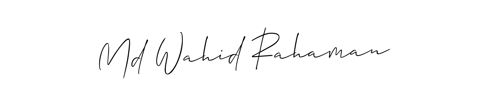 The best way (Allison_Script) to make a short signature is to pick only two or three words in your name. The name Md Wahid Rahaman include a total of six letters. For converting this name. Md Wahid Rahaman signature style 2 images and pictures png