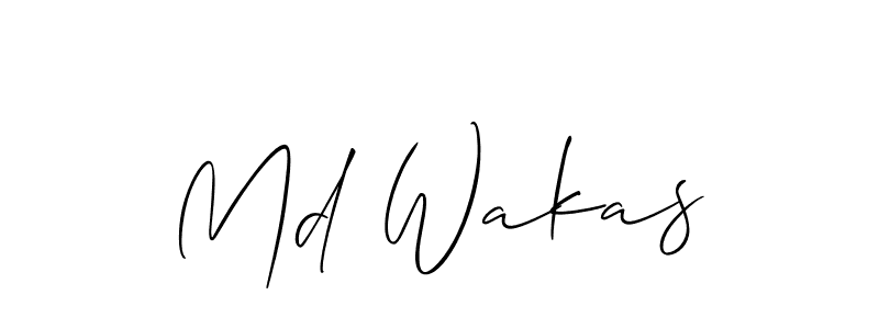 How to make Md Wakas name signature. Use Allison_Script style for creating short signs online. This is the latest handwritten sign. Md Wakas signature style 2 images and pictures png