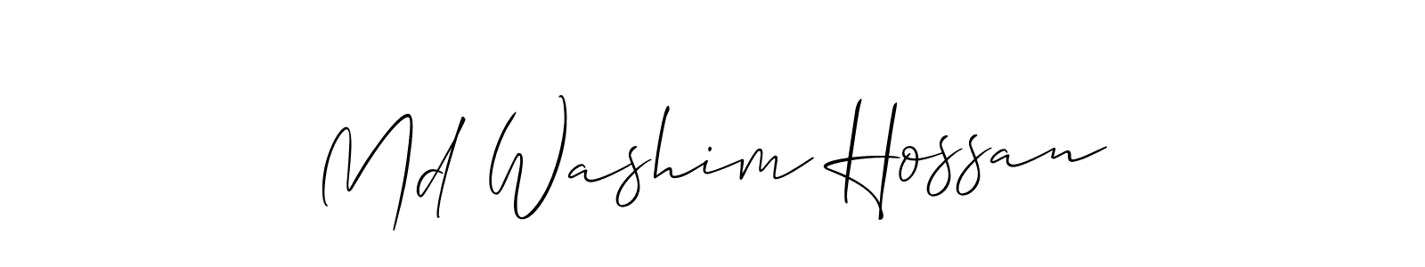Make a short Md Washim Hossan signature style. Manage your documents anywhere anytime using Allison_Script. Create and add eSignatures, submit forms, share and send files easily. Md Washim Hossan signature style 2 images and pictures png