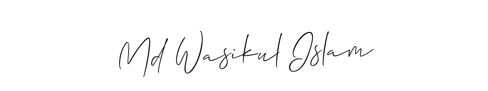 The best way (Allison_Script) to make a short signature is to pick only two or three words in your name. The name Md Wasikul Islam include a total of six letters. For converting this name. Md Wasikul Islam signature style 2 images and pictures png