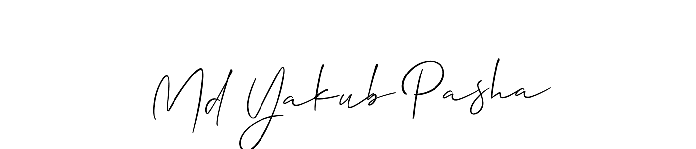 Allison_Script is a professional signature style that is perfect for those who want to add a touch of class to their signature. It is also a great choice for those who want to make their signature more unique. Get Md Yakub Pasha name to fancy signature for free. Md Yakub Pasha signature style 2 images and pictures png