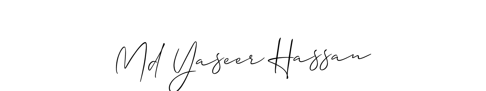 Create a beautiful signature design for name Md Yaseer Hassan. With this signature (Allison_Script) fonts, you can make a handwritten signature for free. Md Yaseer Hassan signature style 2 images and pictures png