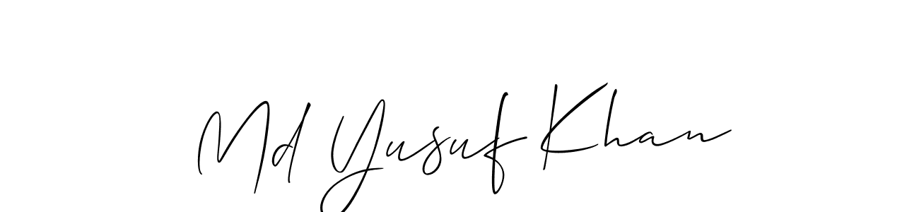 Design your own signature with our free online signature maker. With this signature software, you can create a handwritten (Allison_Script) signature for name Md Yusuf Khan. Md Yusuf Khan signature style 2 images and pictures png