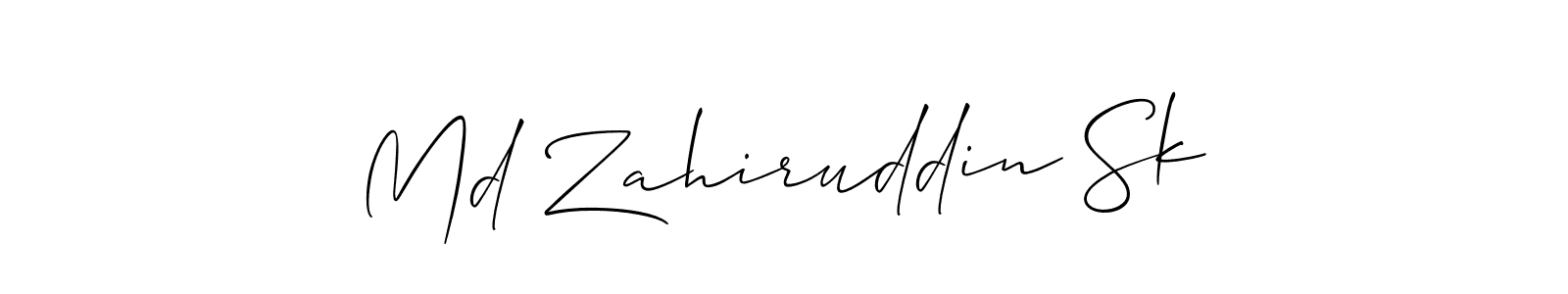 How to make Md Zahiruddin Sk name signature. Use Allison_Script style for creating short signs online. This is the latest handwritten sign. Md Zahiruddin Sk signature style 2 images and pictures png