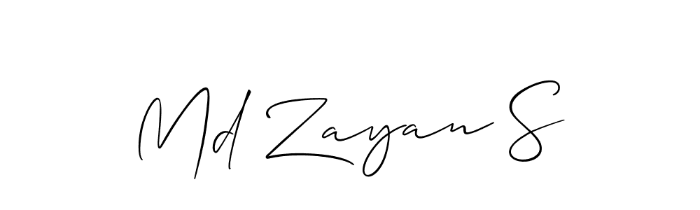 Create a beautiful signature design for name Md Zayan S. With this signature (Allison_Script) fonts, you can make a handwritten signature for free. Md Zayan S signature style 2 images and pictures png