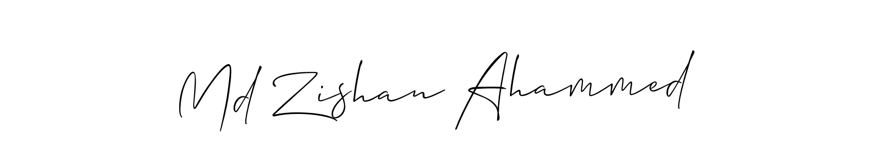 The best way (Allison_Script) to make a short signature is to pick only two or three words in your name. The name Md Zishan Ahammed include a total of six letters. For converting this name. Md Zishan Ahammed signature style 2 images and pictures png