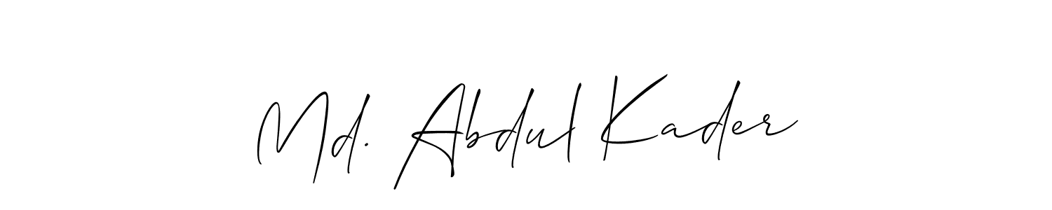 Create a beautiful signature design for name Md. Abdul Kader. With this signature (Allison_Script) fonts, you can make a handwritten signature for free. Md. Abdul Kader signature style 2 images and pictures png