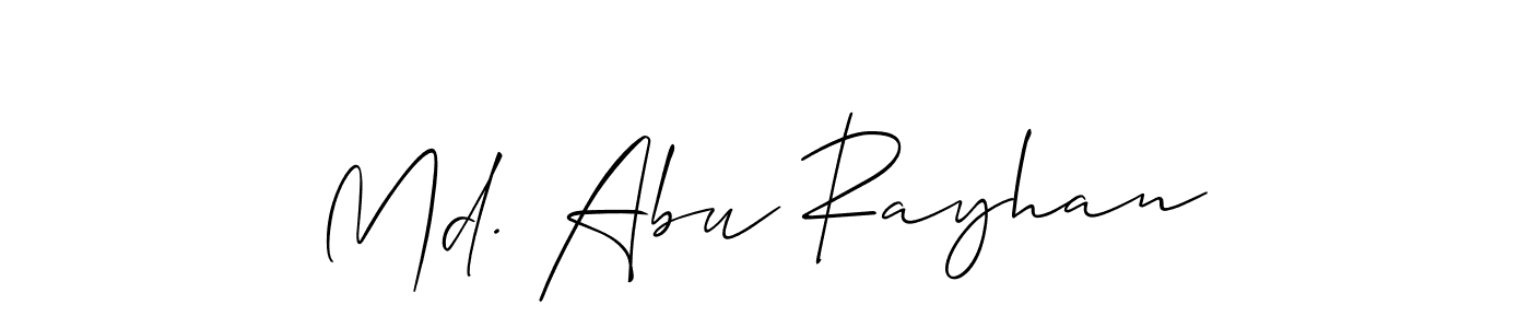 Use a signature maker to create a handwritten signature online. With this signature software, you can design (Allison_Script) your own signature for name Md. Abu Rayhan. Md. Abu Rayhan signature style 2 images and pictures png