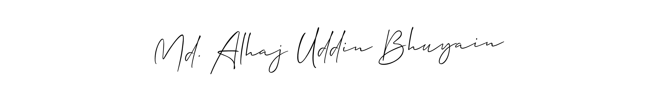 Make a short Md. Alhaj Uddin Bhuyain signature style. Manage your documents anywhere anytime using Allison_Script. Create and add eSignatures, submit forms, share and send files easily. Md. Alhaj Uddin Bhuyain signature style 2 images and pictures png