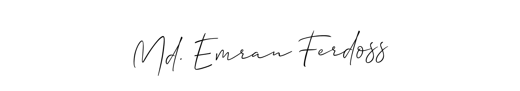 Allison_Script is a professional signature style that is perfect for those who want to add a touch of class to their signature. It is also a great choice for those who want to make their signature more unique. Get Md. Emran Ferdoss name to fancy signature for free. Md. Emran Ferdoss signature style 2 images and pictures png