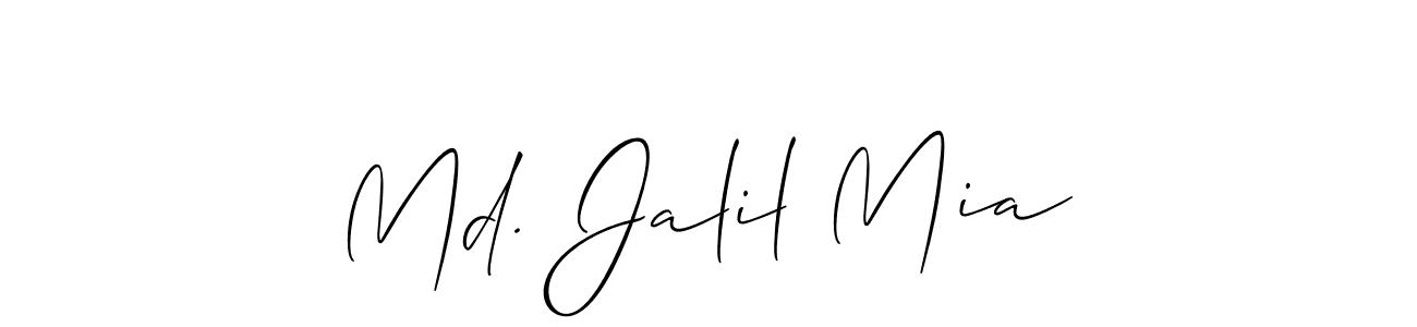 Use a signature maker to create a handwritten signature online. With this signature software, you can design (Allison_Script) your own signature for name Md. Jalil Mia. Md. Jalil Mia signature style 2 images and pictures png