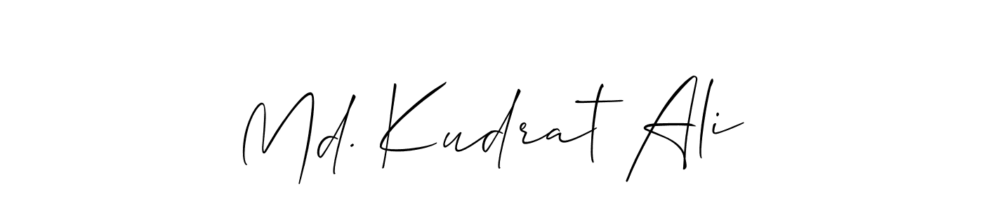 The best way (Allison_Script) to make a short signature is to pick only two or three words in your name. The name Md. Kudrat Ali include a total of six letters. For converting this name. Md. Kudrat Ali signature style 2 images and pictures png