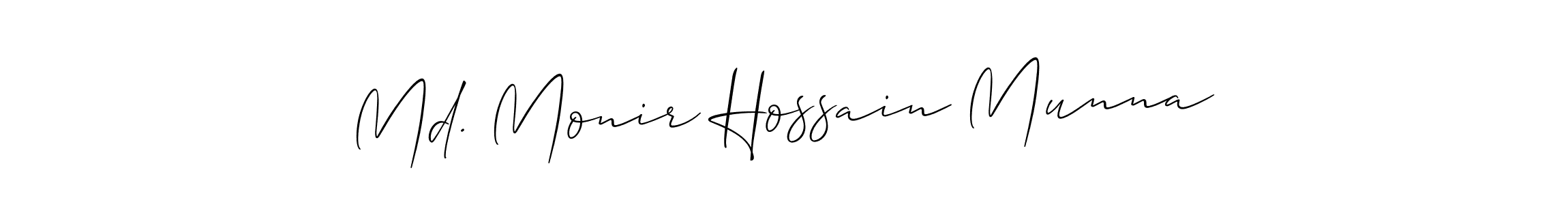 Use a signature maker to create a handwritten signature online. With this signature software, you can design (Allison_Script) your own signature for name Md. Monir Hossain Munna. Md. Monir Hossain Munna signature style 2 images and pictures png