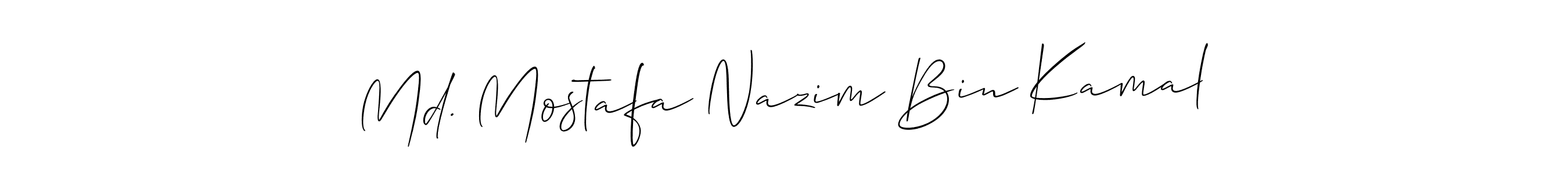 It looks lik you need a new signature style for name Md. Mostafa Nazim Bin Kamal. Design unique handwritten (Allison_Script) signature with our free signature maker in just a few clicks. Md. Mostafa Nazim Bin Kamal signature style 2 images and pictures png