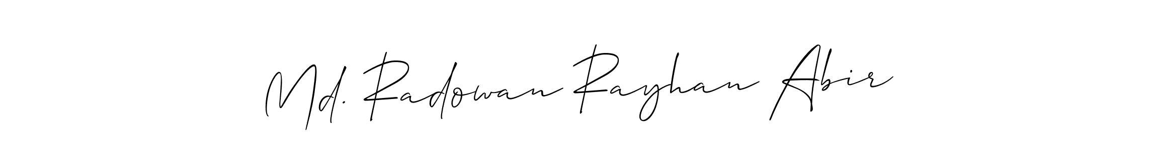 Make a beautiful signature design for name Md. Radowan Rayhan Abir. With this signature (Allison_Script) style, you can create a handwritten signature for free. Md. Radowan Rayhan Abir signature style 2 images and pictures png