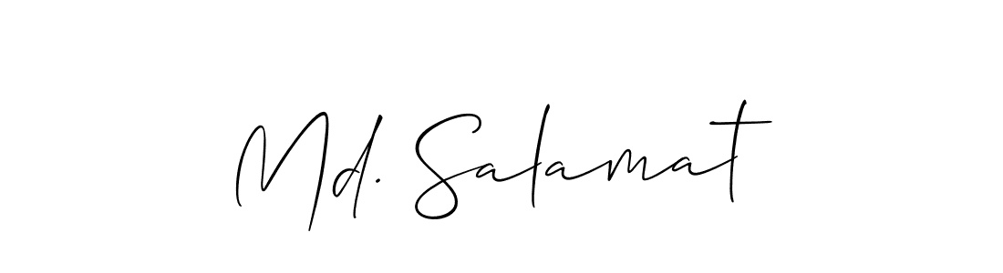 It looks lik you need a new signature style for name Md. Salamat. Design unique handwritten (Allison_Script) signature with our free signature maker in just a few clicks. Md. Salamat signature style 2 images and pictures png