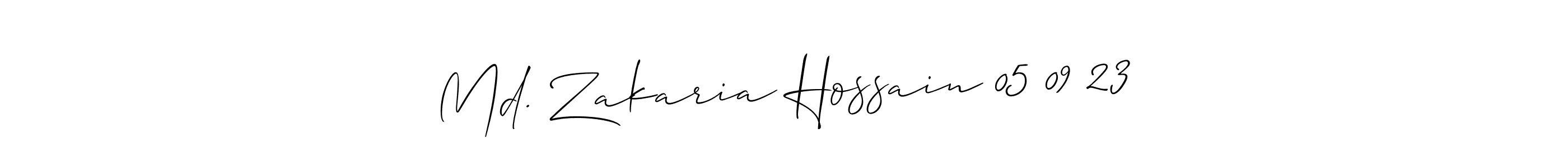 Also You can easily find your signature by using the search form. We will create Md. Zakaria Hossain 05 09 23 name handwritten signature images for you free of cost using Allison_Script sign style. Md. Zakaria Hossain 05 09 23 signature style 2 images and pictures png