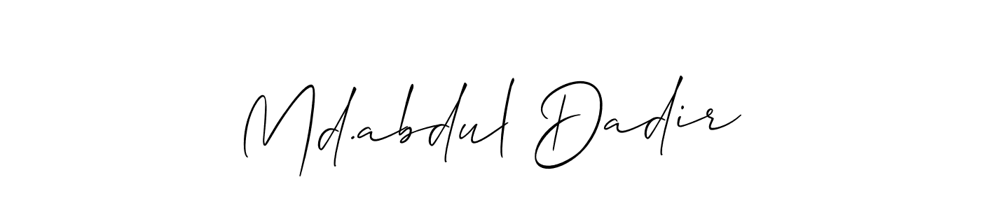 Create a beautiful signature design for name Md.abdul Dadir. With this signature (Allison_Script) fonts, you can make a handwritten signature for free. Md.abdul Dadir signature style 2 images and pictures png