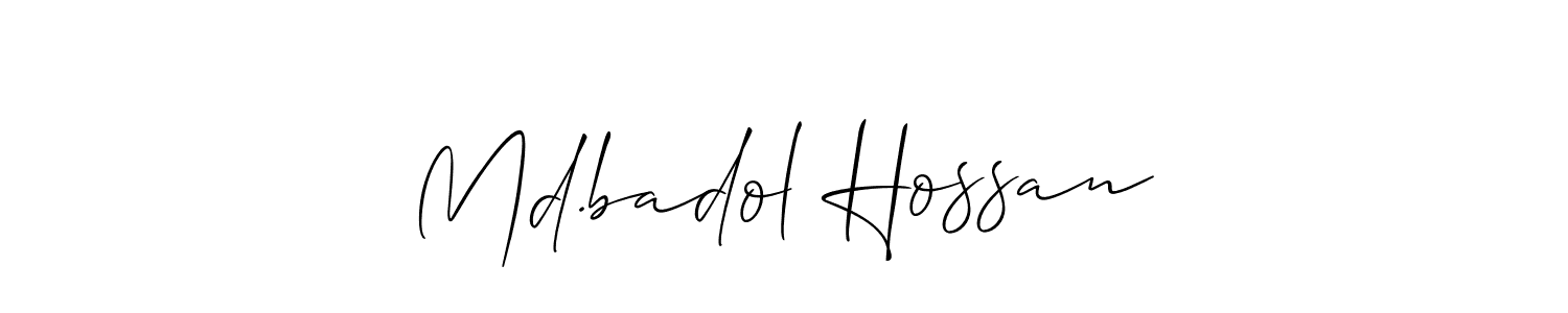 Also You can easily find your signature by using the search form. We will create Md.badol Hossan name handwritten signature images for you free of cost using Allison_Script sign style. Md.badol Hossan signature style 2 images and pictures png