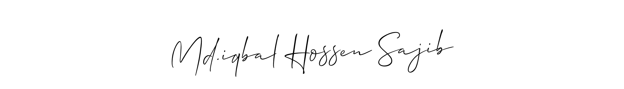 Make a beautiful signature design for name Md.iqbal Hossen Sajib. With this signature (Allison_Script) style, you can create a handwritten signature for free. Md.iqbal Hossen Sajib signature style 2 images and pictures png