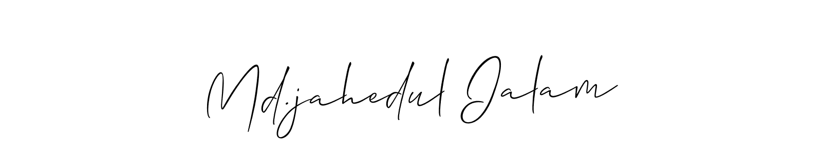 Also we have Md.jahedul Ialam name is the best signature style. Create professional handwritten signature collection using Allison_Script autograph style. Md.jahedul Ialam signature style 2 images and pictures png