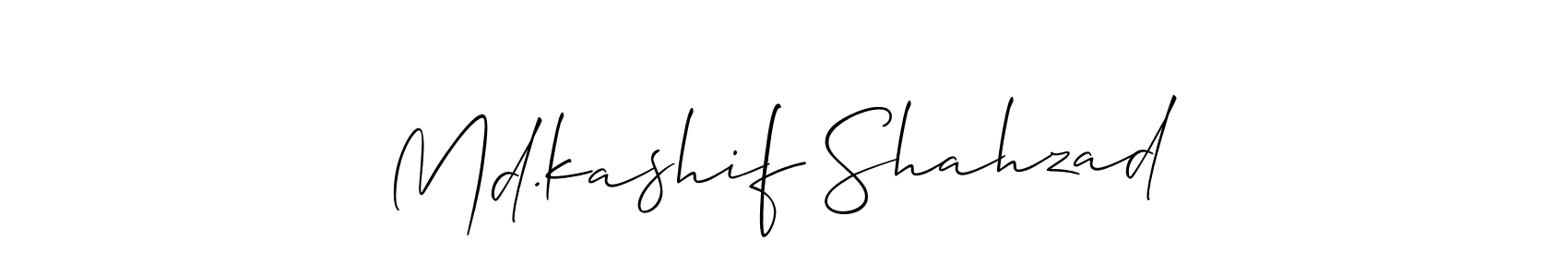 Also You can easily find your signature by using the search form. We will create Md.kashif Shahzad name handwritten signature images for you free of cost using Allison_Script sign style. Md.kashif Shahzad signature style 2 images and pictures png