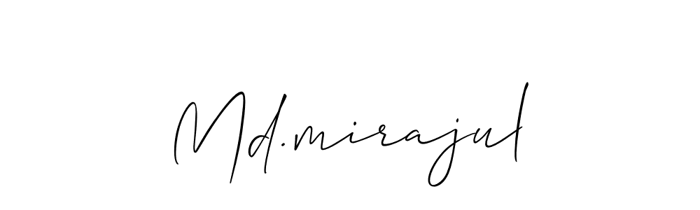 Also You can easily find your signature by using the search form. We will create Md.mirajul name handwritten signature images for you free of cost using Allison_Script sign style. Md.mirajul signature style 2 images and pictures png