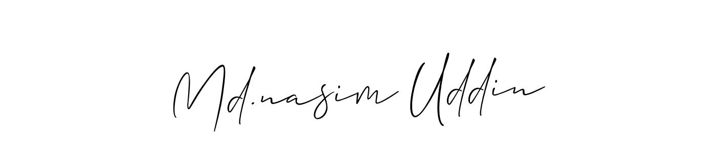 The best way (Allison_Script) to make a short signature is to pick only two or three words in your name. The name Md.nasim Uddin include a total of six letters. For converting this name. Md.nasim Uddin signature style 2 images and pictures png