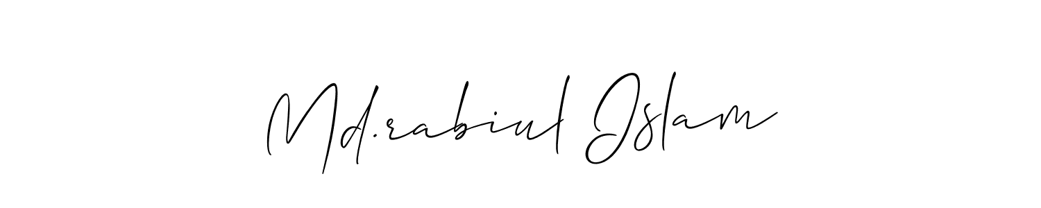 Make a short Md.rabiul Islam signature style. Manage your documents anywhere anytime using Allison_Script. Create and add eSignatures, submit forms, share and send files easily. Md.rabiul Islam signature style 2 images and pictures png