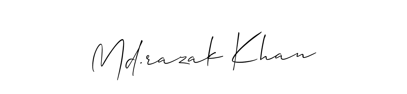 Allison_Script is a professional signature style that is perfect for those who want to add a touch of class to their signature. It is also a great choice for those who want to make their signature more unique. Get Md.razak Khan name to fancy signature for free. Md.razak Khan signature style 2 images and pictures png