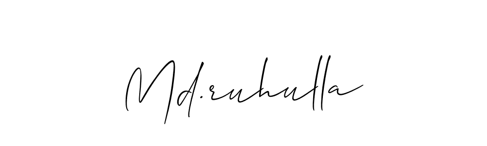 How to make Md.ruhulla name signature. Use Allison_Script style for creating short signs online. This is the latest handwritten sign. Md.ruhulla signature style 2 images and pictures png